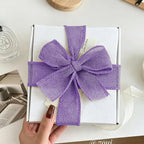 Purple Burlap Ribbon 1-1/2 in X 10 Yard Purple Linen Wired Ribbon | Natural - Image 4