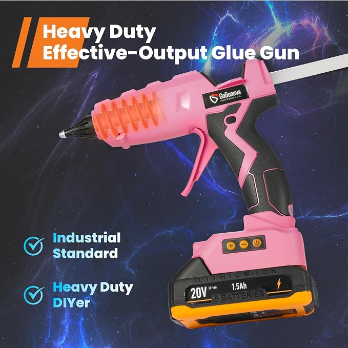 Full Size Cordless Glue Gun, GoGonova 20V Temp Adjust LCD Digital Display Fast - Image 4