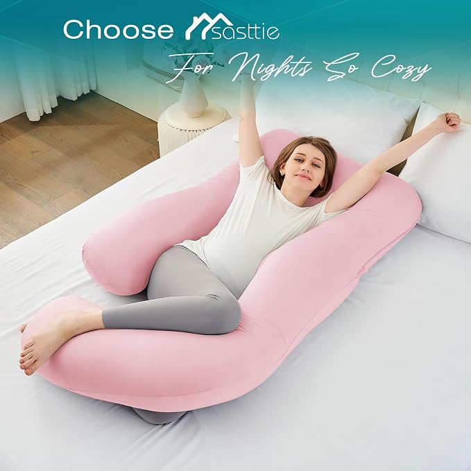 Sasttie Pregnancy Pillows for Sleeping, Jumbo U Shaped Cooling Full Body Pillow - Image 7