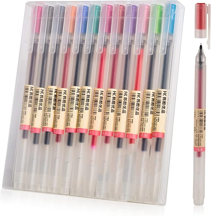 BEIWO Premium Gel Ink Ball Point Pen, Fine Point Color Pens, Smooth Writing Gel by BEIWO