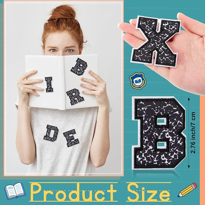 WILLBOND 52 Pcs Back to School Letter Patches Self Adhesive Composition Iron on - Image 3