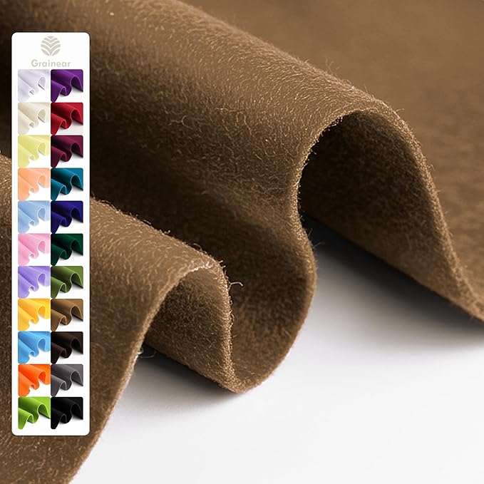 Mocha Brown Soft Felt Fabric Sheet 36" x 36", 1.6mm Thick, Premium Craft Felt by Grainear