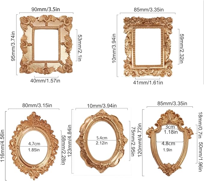 5 Pcs Mini Gold Frames - Image 2