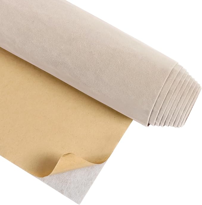 CRE8TIVE Beige White Velvet Wallpaper Peel and Stick 12"x80" Felt Drawer Liner by CRE8TIVE