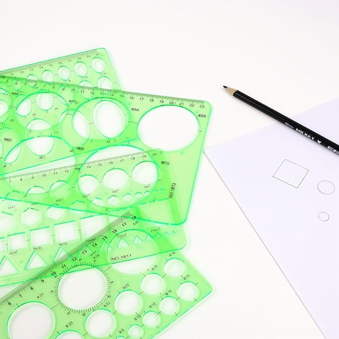 4 Pcs Drawing Template Drafting Stencil Ruler Circle and Oval Templates Plastic - Image 2