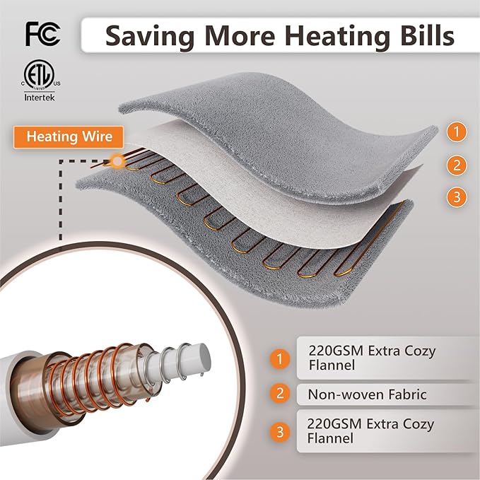Wapaneus Heated Blanket Electric King Size 90"x100"-Dual Control - Image 5