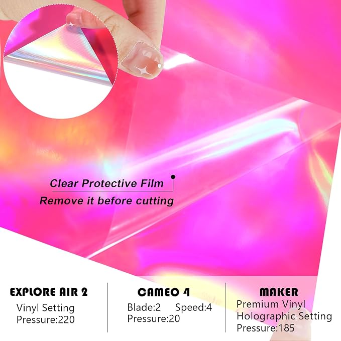 WRAPXPERT Holographic Vinyl Roll Pink, Holographic Permanent Vinyl Glossy - Image 6