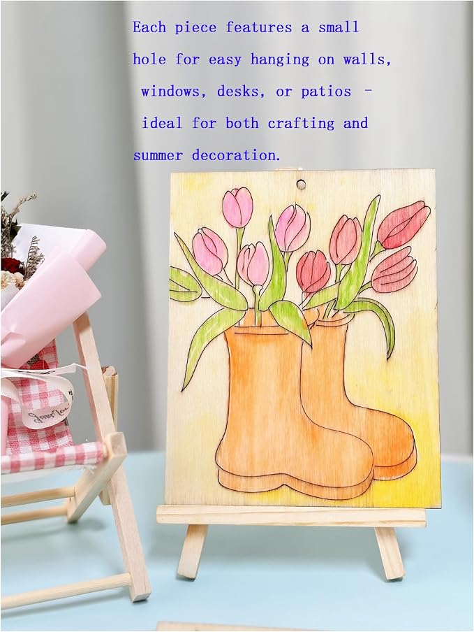 Piatoeke 16PCS 5.9×4.7in Unfinished Wood Crafts to Paint, DIY Fun Things to - Image 5