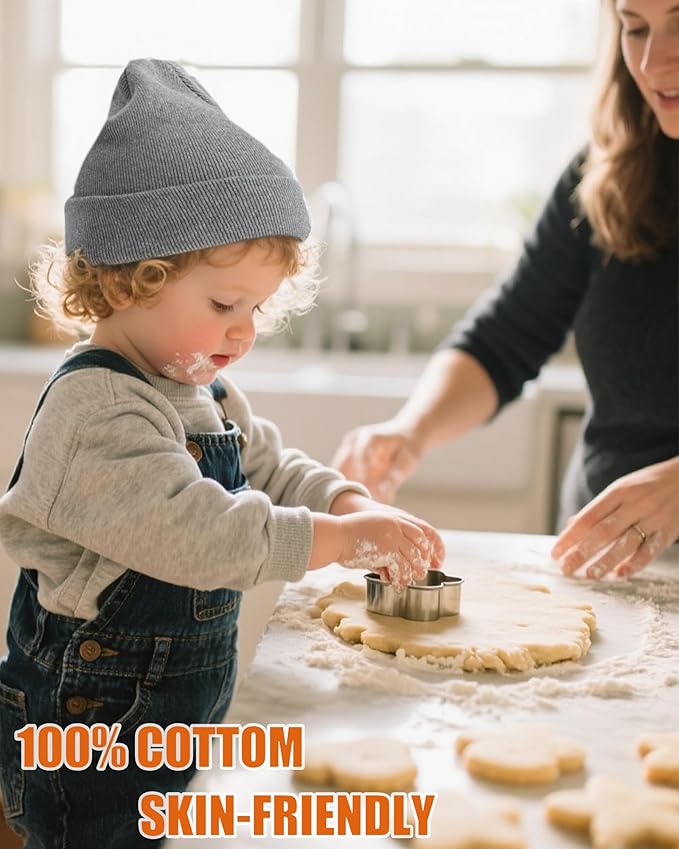 ROYBENS 100% Cotton Baby Beanie Cute Toddler Winter Hat Boys Girls Kids Soft Warm Knit Cuffed Caps Beanies for 0-8 Years