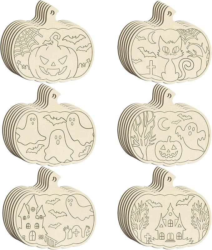 36PCS Wooden Pumpkins Ornaments to Paint Halloween Thanksgiving Decoration - Image 8