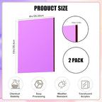Lesnlok Purple Acrylic Sheets 1/8 Inch Thick 2 Pack 8 x 10 Clear Plexiglass - Image 2
