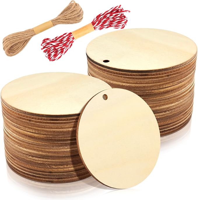 FSWCCK 50 PCS 3 Inch Wood Circles by FSWCCK