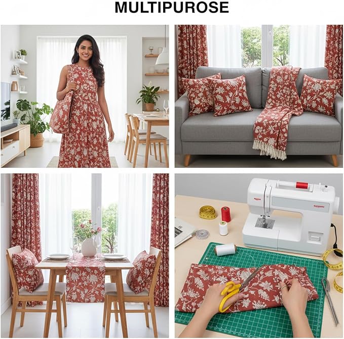 E-Tailor® Hand-Block Printed Pre-Cut Cotton Fabric Ideal - Image 4