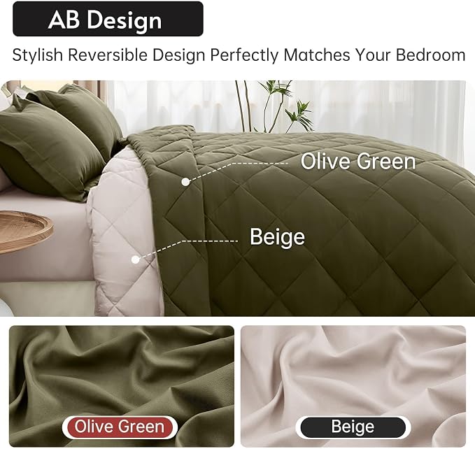 MUXHOMO 7 Pieces King Comforter Set, Reversible Bed in a Bag King Size - Image 3