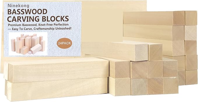 Ninekong 24PCS Basswood Carving Blocks，Whittling Wood Carving Kit, Soft Basswood by Unknown