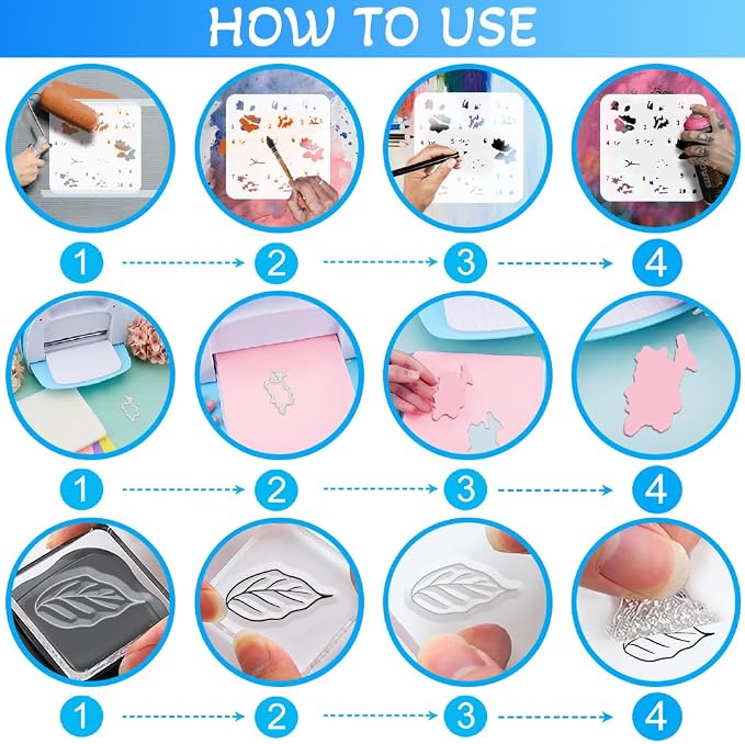 Flowers Clear Stamps and Dies for Card Making Layering Coloring Stencil Set - Image 3