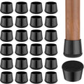 24 PCS Silicone & Felt Chair Leg Floor Protectors for Hardwood Floors - Furniture Pads, Chair Leg Covers/Cups - No Noise & Scratch-Proof - Round L (Fits 1 3/16"-1 6/16" / 30-35mm), Black
