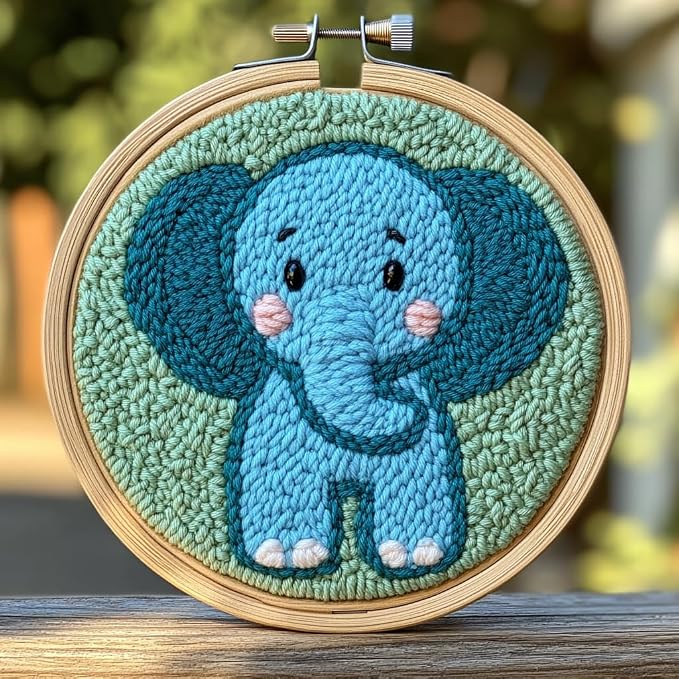 DIY Punch Needle Kits Cartoon Elephant by Unknown