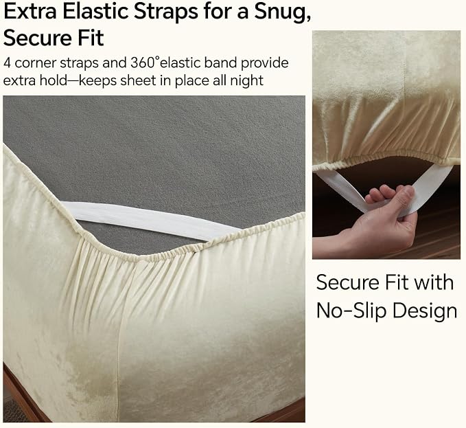 BEDELITE Velvet Fitted Sheet and Pillowcase Set, Luxury Soft Fuzzy Bottom Sheet - Image 4