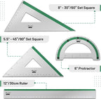Mr. Pen- Metal Geometry Kit, 4 Pack, 45° & 30°/60° Set Squares | 6" Protractor - Image 2