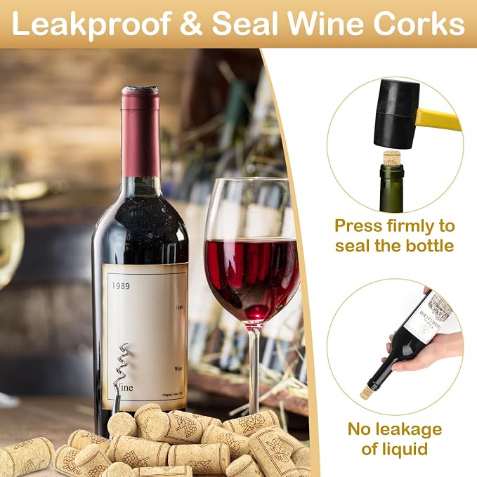 35 Pack Straight Wine Corks, #8 Soft Wood Cork Stoppers, 7/8" x 1 3/4" Corks - Image 4