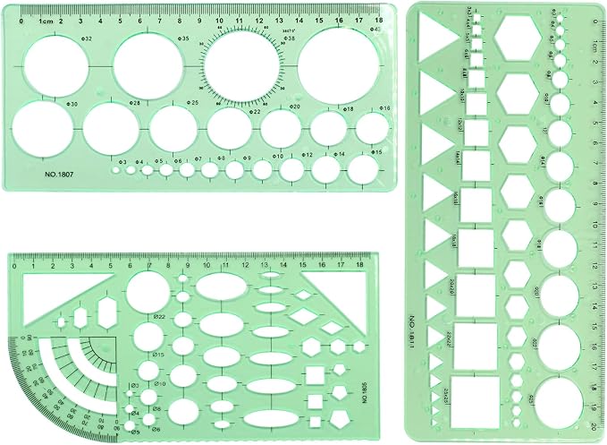 Circle Template Clear Green Plastic Drafting Set Style3 | Scale Drafting - Image 5