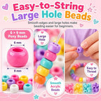 6 Boxes Bracelet Making Kit Pony Beads, 6x9mm Kandi Rave & Hair Beads Set - Image 4