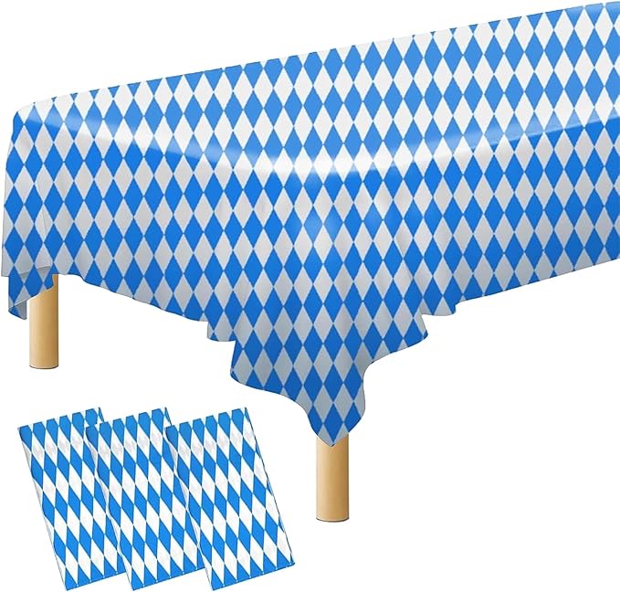 Iceyyyy 3 Pieces Oktoberfest Tablecloths-Blue and White Checkered Table Cloths by Iceyyyy