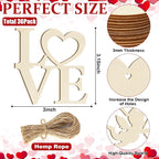 36PCS Wooden Heart Ornaments to Paint Valentine's Day Craft, 9 Styles DIY Blank - Image 2