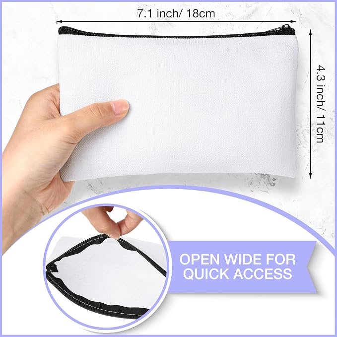 Reginary 80 Pack Canvas Zipper Makeup Bags Bulk Pencil Pouches Blank DIY Craft - Image 2