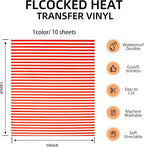 FUNKAKA Red Stripe Heat Transfer Vinyl HTV 10 Sheets 12" x 10" Iron on Vinyl - Image 2