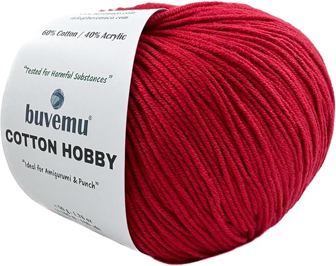 Cotton Hobby Yarn for Amigurumi Crochet & Knitting | 1.76 oz / 180 yds by buvemu