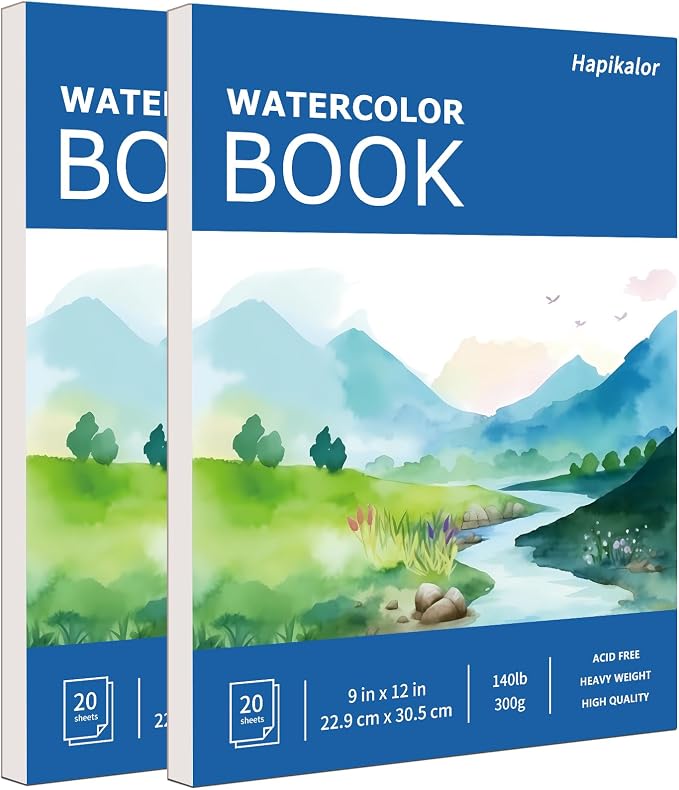 Hapikalor 9"x12" Watercolor Paper Pad, 140lb/300gsm Artist Painting Drawing by Hapikalor