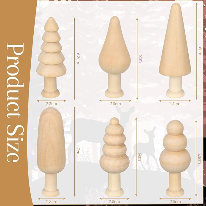 Hiboom 24 Pcs Mini Unfinished Wood Christmas Tree Wooden Blank Craft Supplies - Image 2