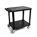 Pearington 2-Tier Compact Multi-Purpose Plastic Utility Cart with Lockable Wheels up to 150lbs, Black