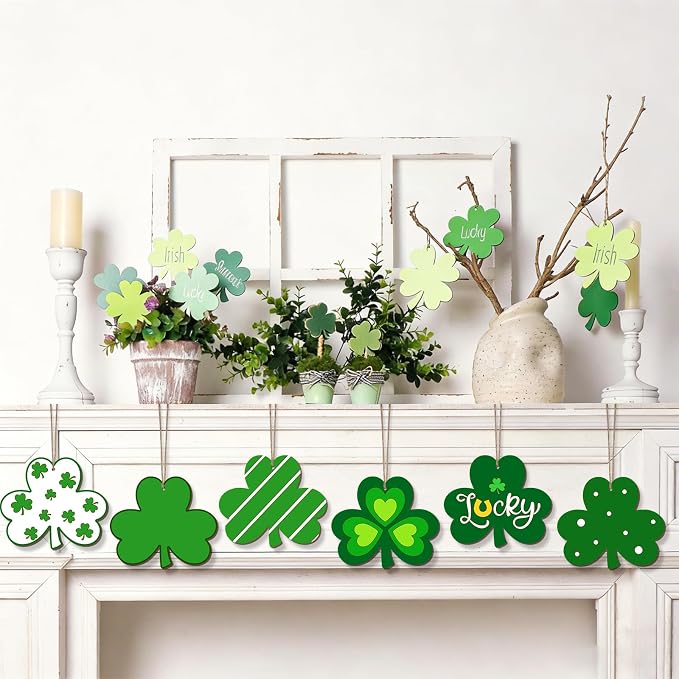 COCHIE St. Patrick's Day Shamrock Wood Crafts to Paint Set of 24, Saint Patrick - Image 6