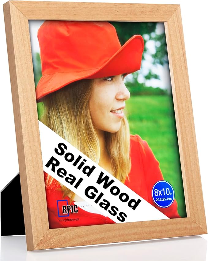 RPJC 8x10 inch Picture Frame Made of Solid Wood High Definition Glass by RPJC
