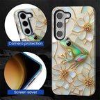 for Samsung Galaxy S23 Case, Stained Glass Frog Flowers Pattern Glossy 2 in 1 - Image 6