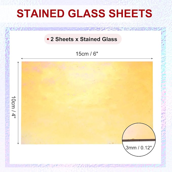 PATIKIL 4 x 6 Inch Transparent Stained Glass Sheets, 2 Sheets Mosaic Glass - Image 2