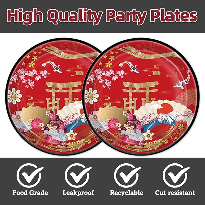40Pcs Hibachi Party Decorations Hibachi Birthday Plates and Napkins Supplies - Image 3