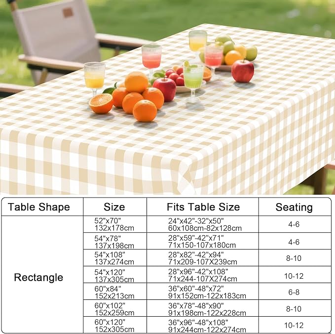 Smiry Rectangle Table Cloth, Waterproof Vinyl Tablecloth - Image 7