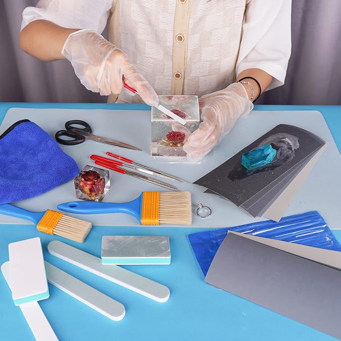LET'S RESIN Polishing Kit, Resin File Kit, Polishing Strips&Blocks, Wooden Brush - Image 7
