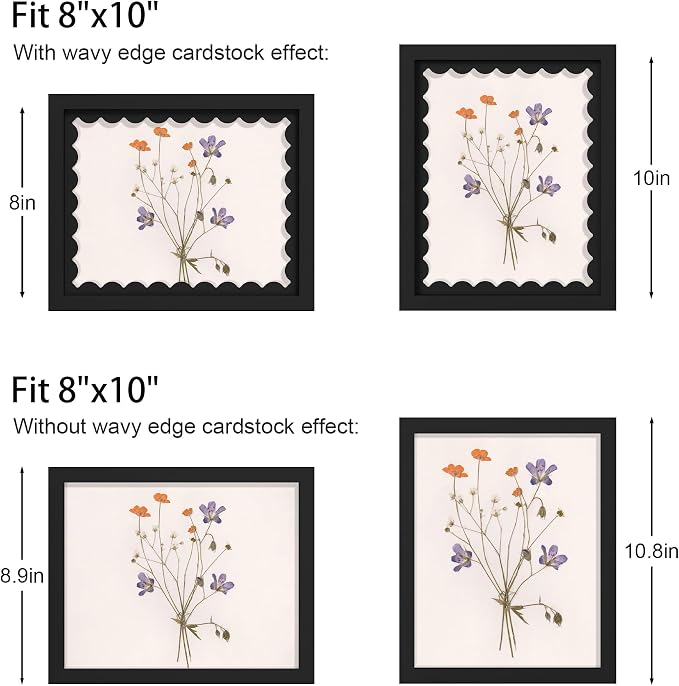 8x10 Picture Frame with Real Glass, Wooden cute 8 x 10 Photo Frame with Wavy Mat - Image 3
