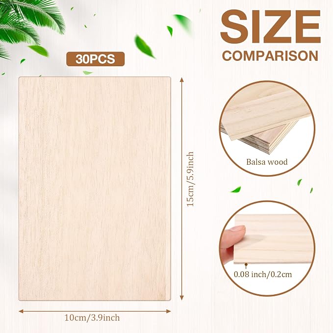 Qunclay 30 Pack 4 x 6 Inch Balsa Wood Sheets - Image 2