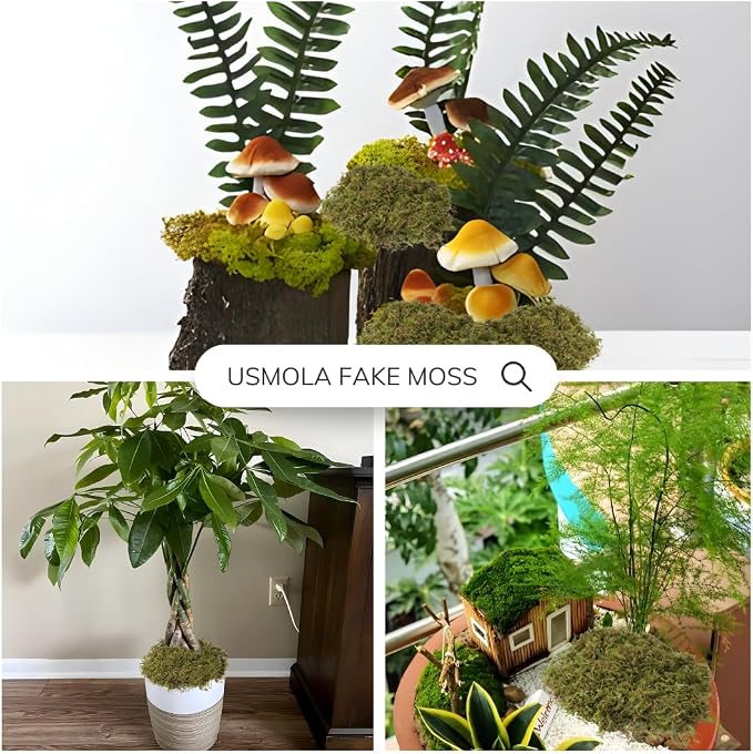 USMOLA Fake Green Moss for Potted Plants, 4OZ Artificial Moss for DIY Crafts - Image 3
