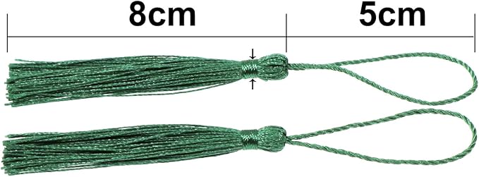 VAPKER 100 Pieces Green Silky Handmade Soft Tassels 13cm/5-Inch - Image 3