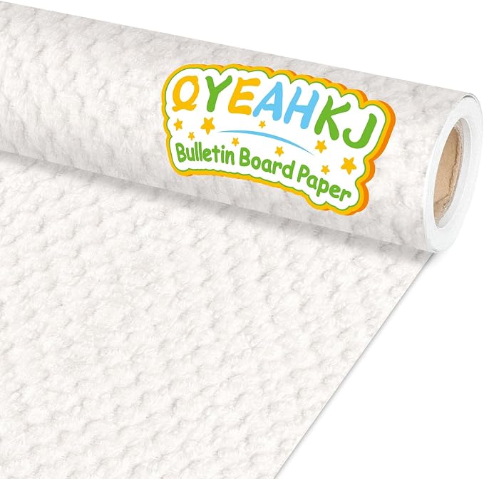 Qyeahkj White Woven Bulletin Board Paper Roll Rustic Bulletin Board Background by Qyeahkj