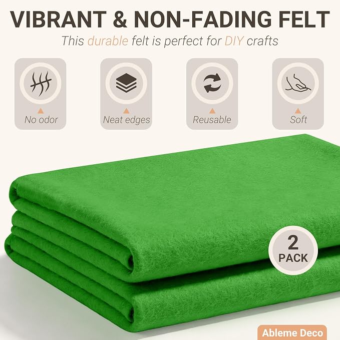 Emerald Green Felt Fabric Sheets 18" x 18" 1.6mm Soft Craft Felt | Soft Precut - Image 3