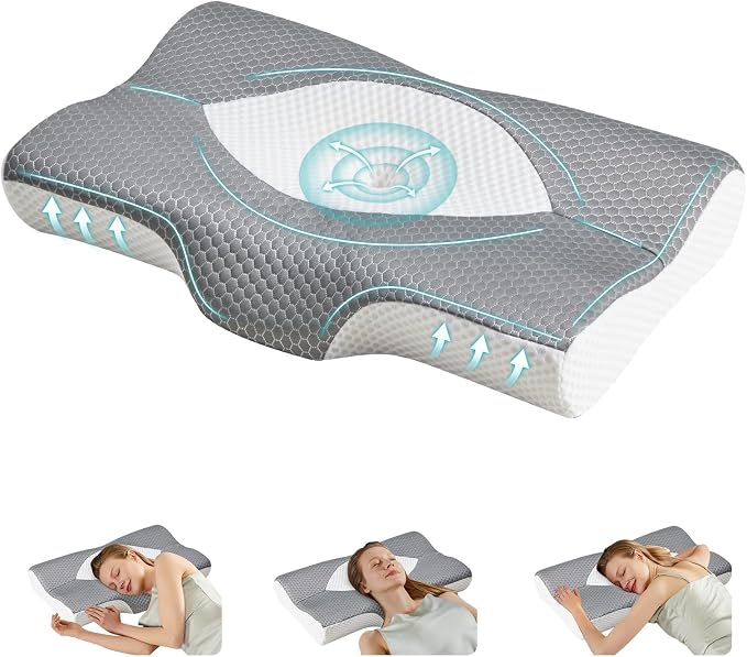 DUMOS Cervical Neck Pillow for Sleeping, Cooling Ergonomic Memory Foam Pillow by DumosLifestyle