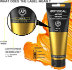 GOTIDEAL Metallic Gold Acrylic Paint Tubes Gold Leaf Paint Non Toxic Non Fading - Image 2